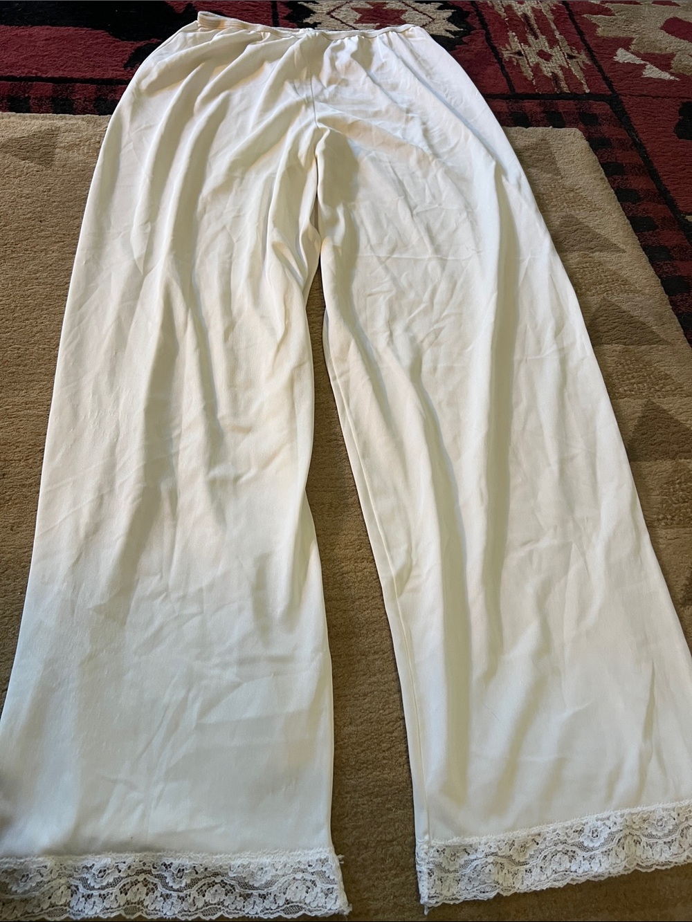 Vintage Vassarette White Chemise Slip Pants with Lace Trim